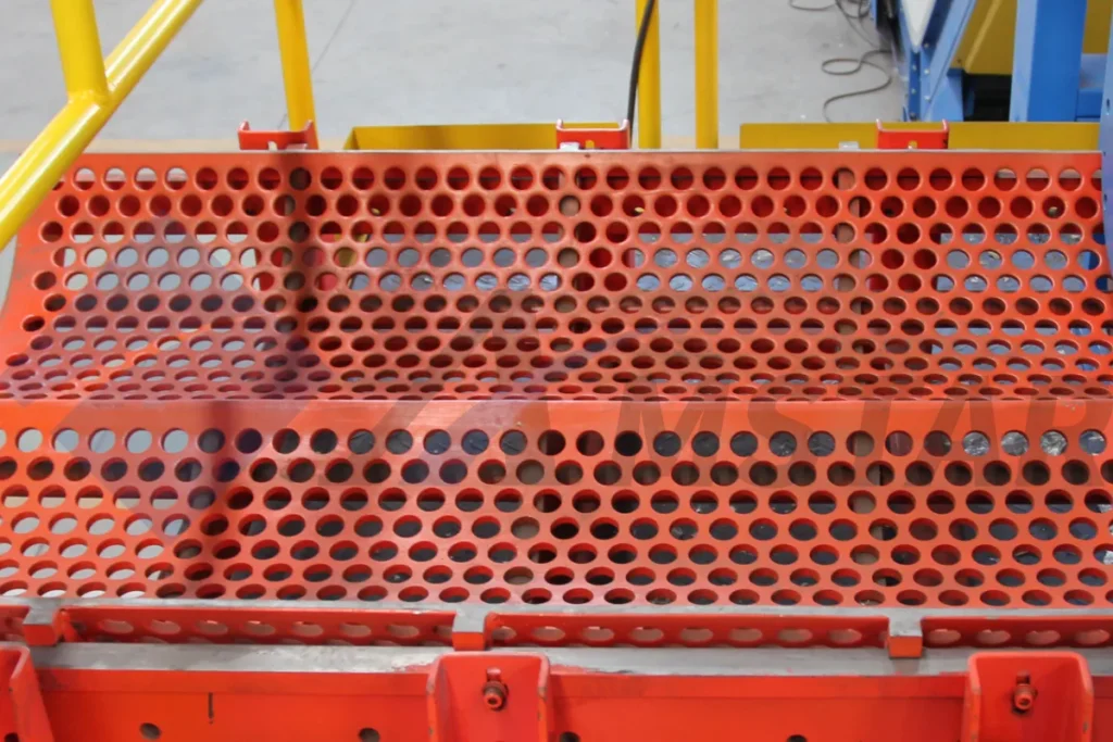 Perforated screen filter used when shredding rigid plastics