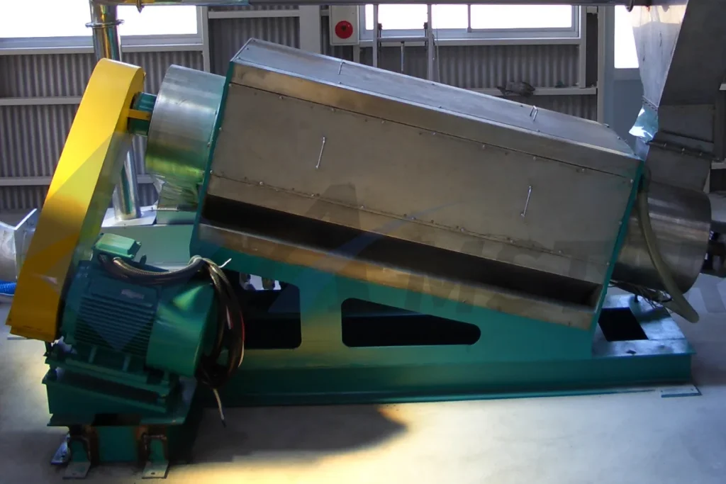 Inclined friction washer with stainless steel housing and belt-driven motor